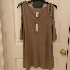 Glitter gold cold shoulder sweater